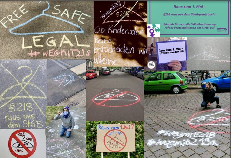 Raus zum 1. Mai – §218 raus aus dem Strafgesetzbuch! Maiprotest digital für sexuelle Selbstbestimmung